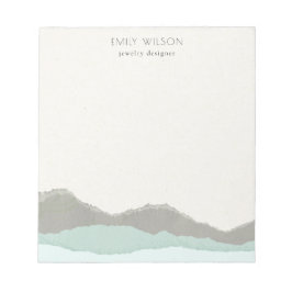 Pastel Aqua Gray Kraft Mountain Wave Torn Edge Notizblock