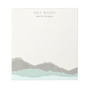 Pastel Aqua Gray Kraft Mountain Wave Torn Edge Notizblock