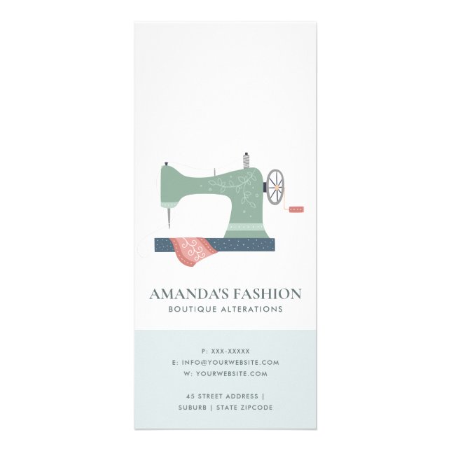PASTEL AQUA GREEN PINK SEWING MACH PRICE SERVICE WERBEKARTE (Hinten)