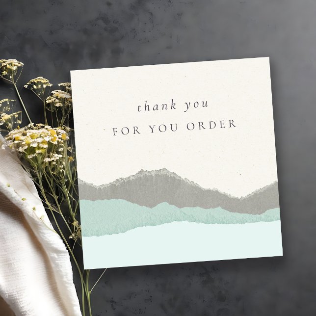 Pastel Aqua Kraft Mountain Danke für Ihre Bestellu Quadratische Visitenkarte (Von Creator hochgeladen)
