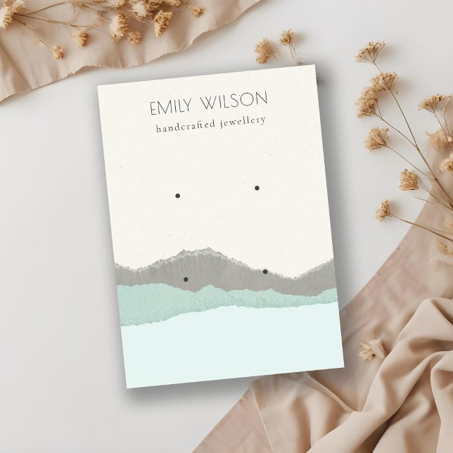 Pastel Aqua Kraft Mountain Wave 2 Earring Display Visitenkarte (Von Creator hochgeladen)