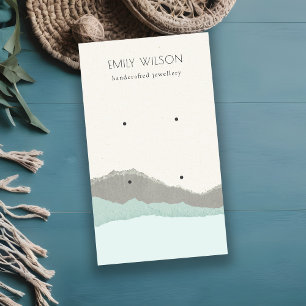 Pastel Aqua Kraft Mountain Wave Earring Display Visitenkarte