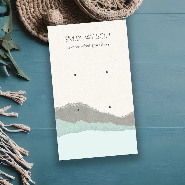 Pastel Aqua Kraft Mountain Wave Earring Display Visitenkarte (Von Creator hochgeladen)