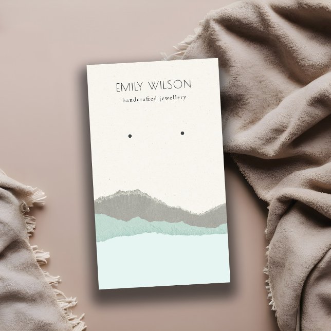 Pastel Aqua Kraft Mountain Wave Earring Display Visitenkarte (Von Creator hochgeladen)