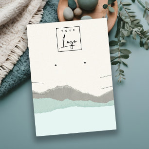 Pastel Aqua Kraft Mountain Wave Earring Necklace Visitenkarte