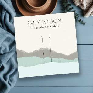 Pastel Aqua Kraft Mountain Wave Hair Clip Display Quadratische Visitenkarte