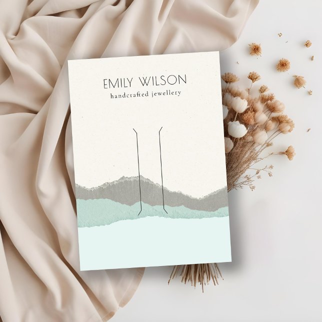 Pastel Aqua Kraft Mountain Wave Hair Clip Display Visitenkarte (Von Creator hochgeladen)