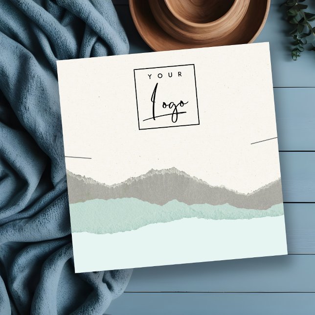 Pastel Aqua Kraft Mountain Wave Necklace Display Quadratische Visitenkarte (Von Creator hochgeladen)