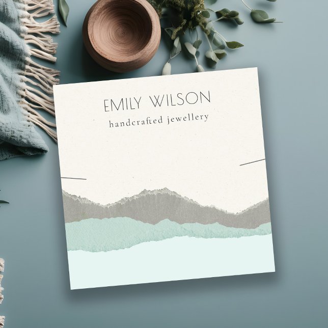 Pastel Aqua Kraft Mountain Wave Necklace Display Quadratische Visitenkarte (Von Creator hochgeladen)