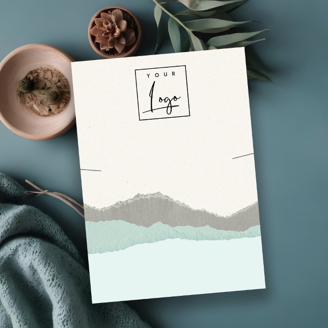 Pastel Aqua Kraft Mountain Wave Necklace Display Visitenkarte (Von Creator hochgeladen)