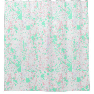 Pastel Aqua, Lila und weißer Spritzer Duschvorhang