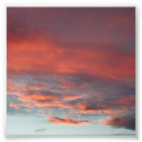 Pastel Aqua Pink Clouds Sunset 4x4 Square