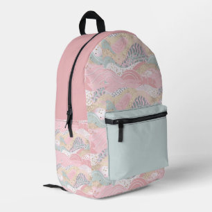 Pastel Aqua Pink Gold Wavy Muster Bedruckter Rucksack