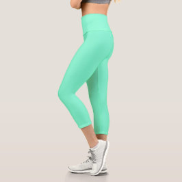 Pastel Aqua Solid Color | Classic | elegant Capri Leggings