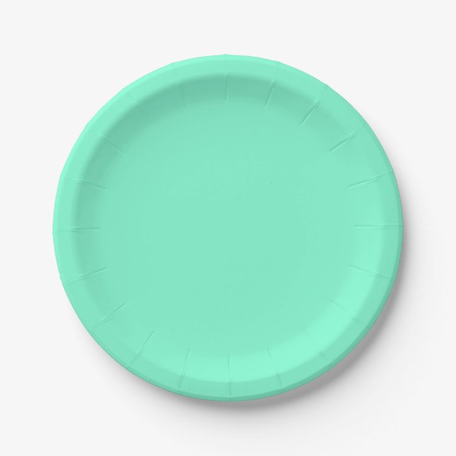 Pastel Aqua Solid Color | Classic | elegant Pappteller (Vorderseite)