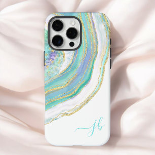 Pastel Aqua und Lila Agate mit Monogram Case Ma