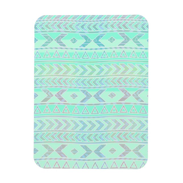 Pastel Aquamarin Aztec Art Style Muster Magnet (Vertikal)