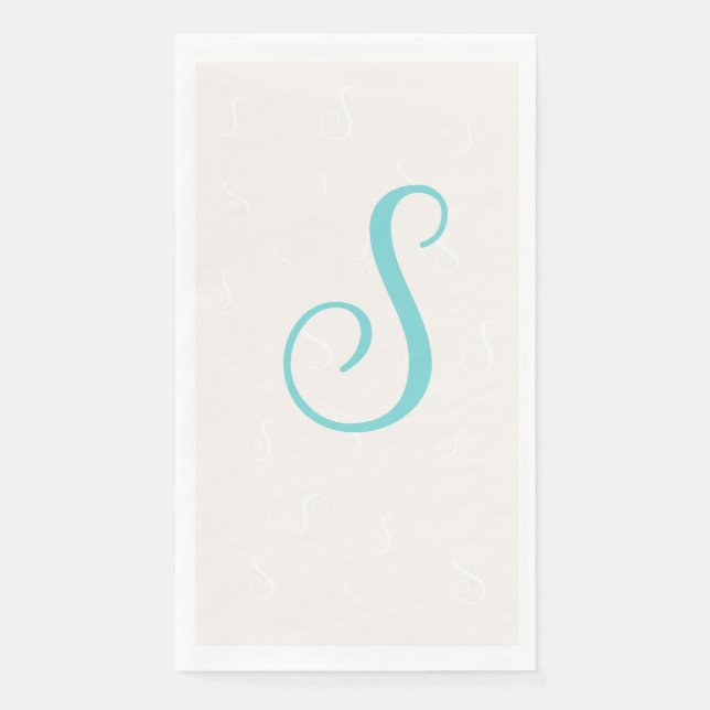 Pastel Aquamarin Elegant Duplikat Monogramm | Wäsc Serviette (Vorderseite)