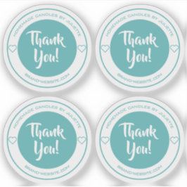 Pastel Aquamarin Heart Vielen Dank Aufkleber Etike