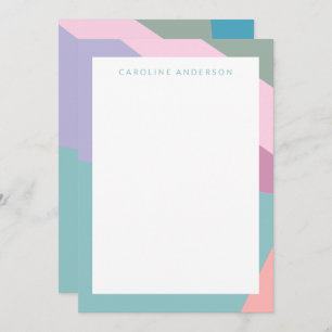 Pastel Aquamarin Lilac Geometric Border Personalis Mitteilungskarte