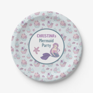 Pastel Aquamarin Mermaid Geburtstagsparty Thema Me Pappteller