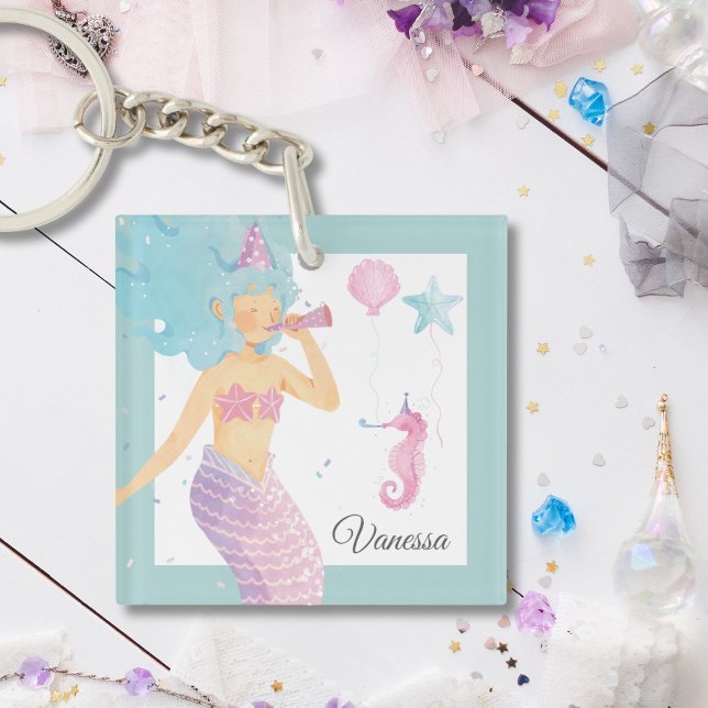 Pastel Aquamarin Mermaid Party Adventure Schlüssel Schlüsselanhänger (Von Creator hochgeladen)