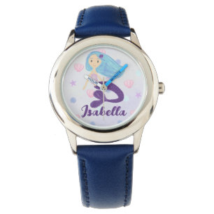 Pastel Aquamarin und Lila Mermaid Princess Armbanduhr