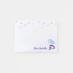 Pastel Aquamarin und Lila Mermaid Princess Post-it Klebezettel
