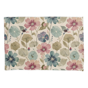Pastel Aquamarin und Mauve Blume Vintag Moderne Kissenbezug