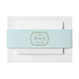 Pastel Aquamarine weiße Blume Hochzeit Einladungsbanderole