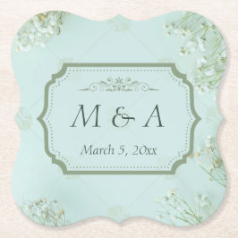 Pastel Aquamarine weiße Blume Hochzeit Untersetzer