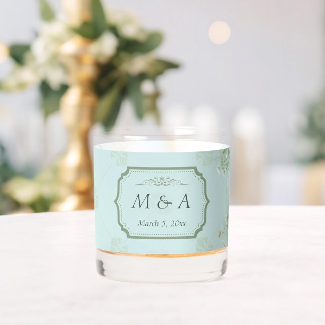 Pastel Aquamarine weiße Blume Hochzeit Whiskyglas (Insitu (Hochzeit))