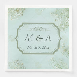 Pastel Aquamarine weiße Blume Hochzeitsessen Napki Serviette