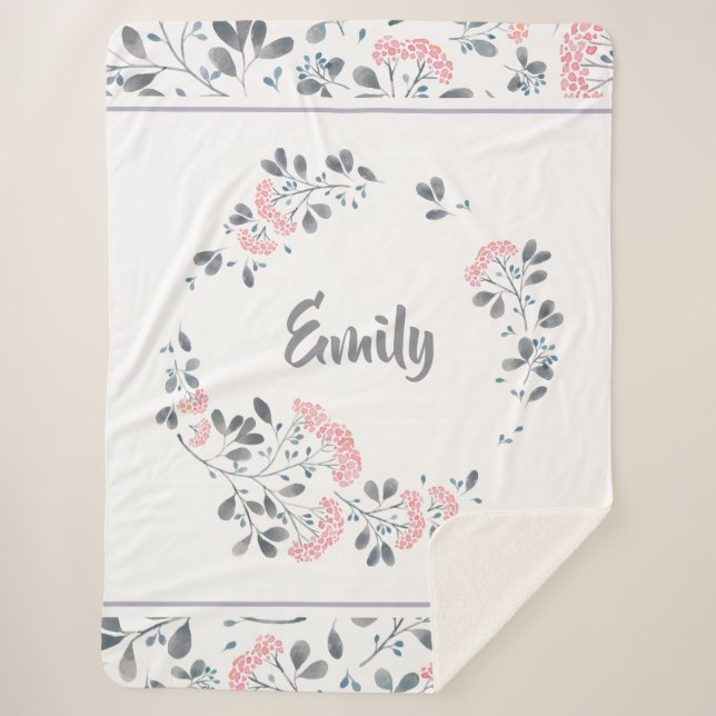 Pastel Aquarellfarben zarte Blume Kleider Sherpadecke (Vorderseite)