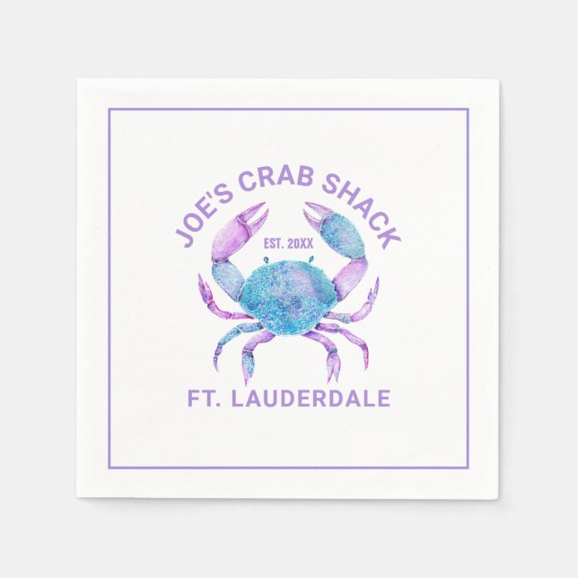 Pastel-Aquarellkrebse Serviette (Vorderseite)