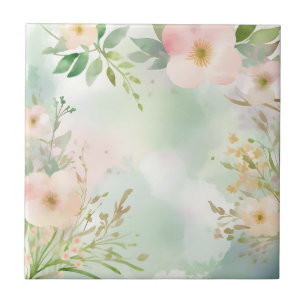 Pastel Aquarelltexturen mit Blumen Fliese
