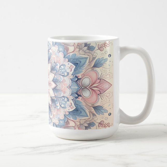 Pastel Arabesque Mandala Art Latte Mug  Kaffeetasse (Rechts)