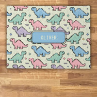 Pastel Arcade Dinosaur Pixel Silhouette Muster