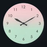 Pastel Ästhetik Ombre Gradient Pink Minze Green  Große Wanduhr<br><div class="desc">Fügen Sie Ihren Namen hinzu und personalisieren Sie diese Yoga-Matte. Schöne digitale Aquarellfarbe Pastellrosa und Minzgrün gedämpfte Farbverlauf ombre Design. Einfach,  ruhig,  entspannend und glänzend,  boho,  schicke,  moderne Yoga Matte. Geschenk. Personalisierte Geschenke. Schöne koreanische ästhetische Pastellfarben pink und minzgrün Zuhause.</div>