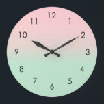 Pastel Ästhetik Ombre Gradient Pink Minze Green  Große Wanduhr<br><div class="desc">Fügen Sie Ihren Namen hinzu und personalisieren Sie diese Yoga-Matte. Schöne digitale Aquarellfarbe Pastellrosa und Minzgrün gedämpfte Farbverlauf ombre Design. Einfach,  ruhig,  entspannend und glänzend,  boho,  schicke,  moderne Yoga Matte. Geschenk. Personalisierte Geschenke. Schöne koreanische ästhetische Pastellfarben pink und minzgrün Zuhause.</div>