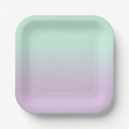 Pastel ästhetische Minze und Lilac Gradient Ombre Pappteller