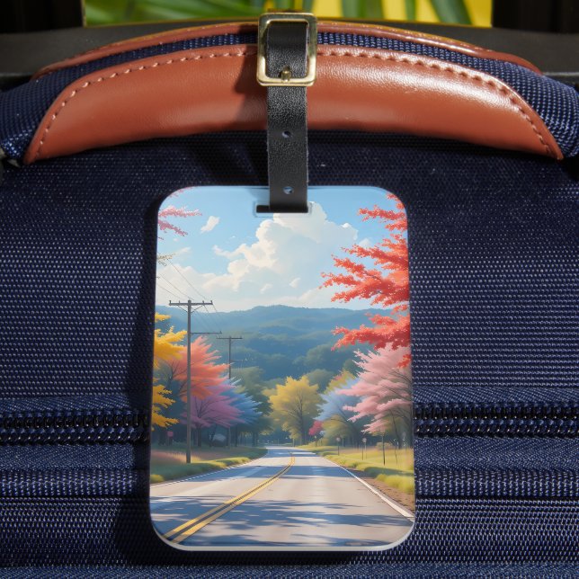 Pastel Autumn Country Road Watercolor Gepäckanhänger (Vorderseite Insitu 2)