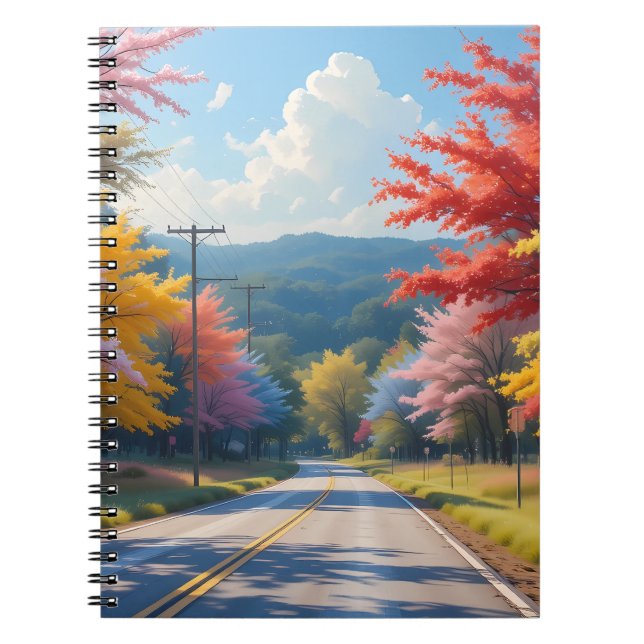 Pastel Autumn Country Road Watercolor Notizblock (Vorderseite)