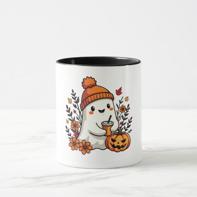 Pastel Autumn Kawaii Ghost Fall Pumpkin Gewürz Tasse (Zentrum)