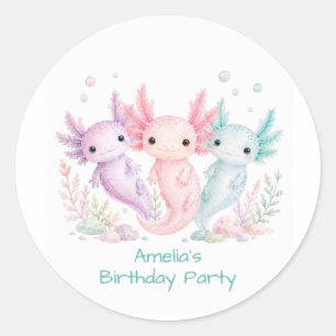 Pastel-Axolotl-Geburtstagsfeier Runder Aufkleber