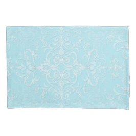 Pastel Baby Blue Double Damask Muster Kissenbezug