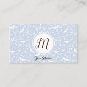 Pastel Baby Blue Floral Birnen Trendy Monogram Visitenkarte