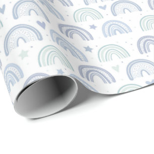 Pastel Baby Blue Rainbows Muster Geschenkpapier