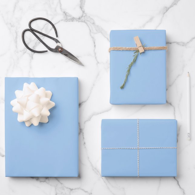Pastel Baby Blue Solid Color Geschenkpapier Set (Vorderseite)