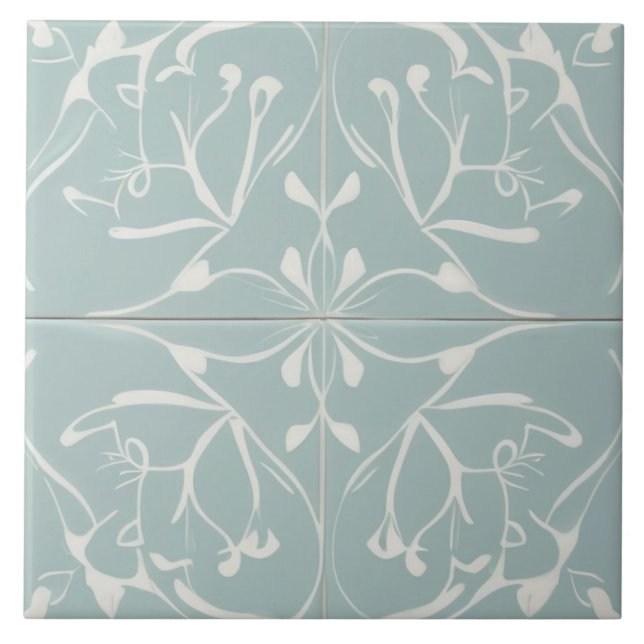 Pastel Baby Blue & White Decoration Abstrakt Fliese (Vorderseite)